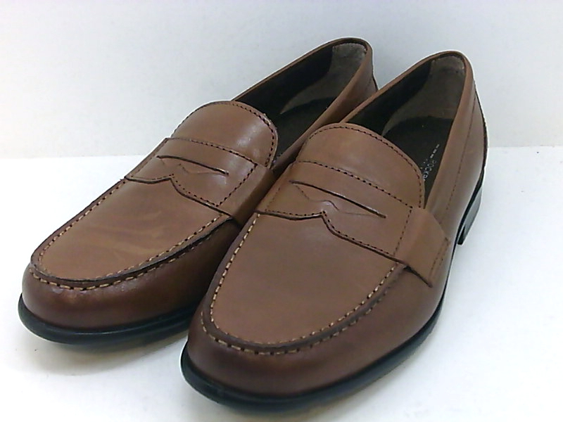 Rockport Mens M Leather Round Toe Penny Loafer Cognac Size