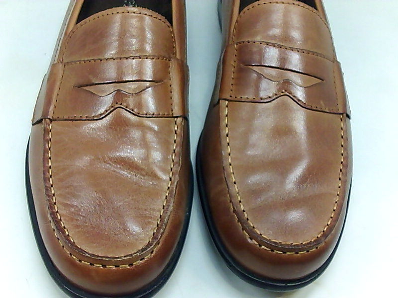 Rockport Mens M Leather Round Toe Penny Loafer Cognac Size