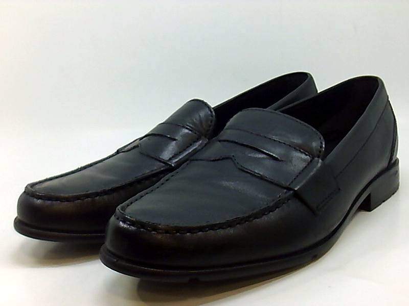 Rockport Mens M76444 Leather Round Toe Penny Loafer Black Black Size