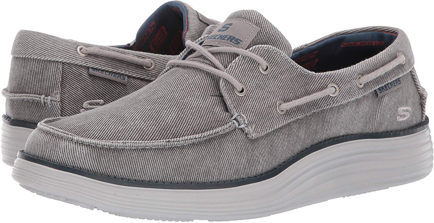 Skechers Men S Status 2 0 Lorano Moc Toe Canvas Deck Shoe Ltgy Size