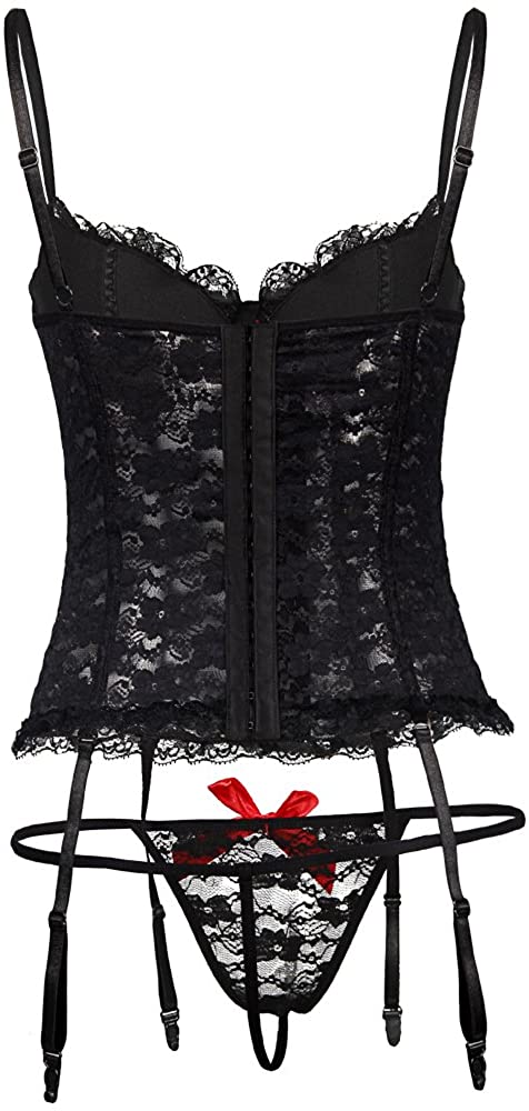 Evababy Plus Size Sexy Corset Garter Belt Lingerie Set For Black Size Ebay
