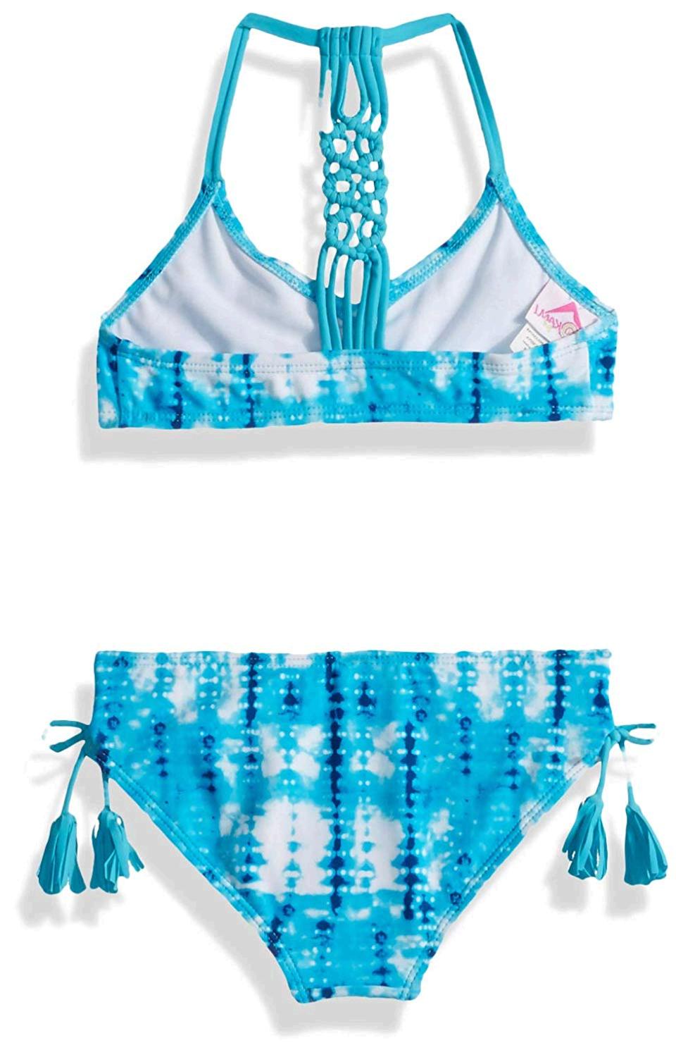 Kanu Surf Big Girls Willow V Neck Bikini Beach Sport 2 Piece Blue Size