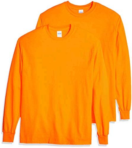 Gildan Men S Ultra Cotton Adult Long Sleeve T Shirt Safety Orange