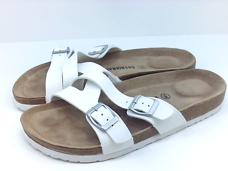 white cushionaire sandals