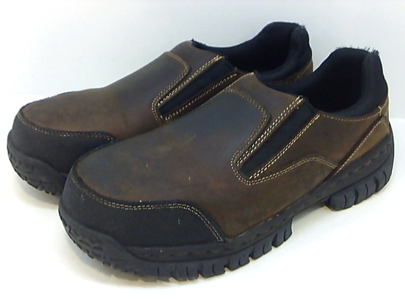 Skechers Mens Hartan Leather Steel toe Slip On Safety, Dark Brown, Size ...