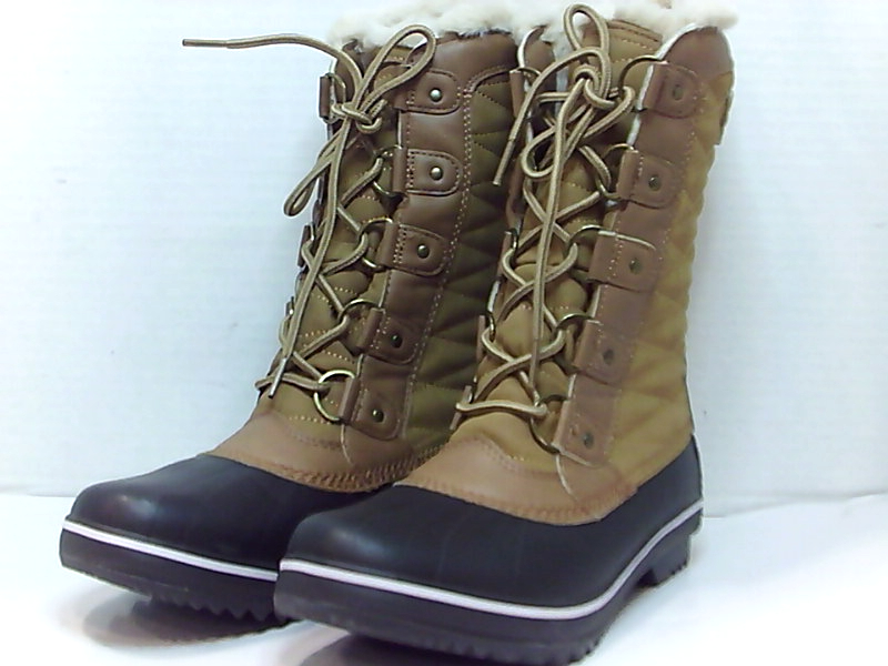 tan mid calf flat boots