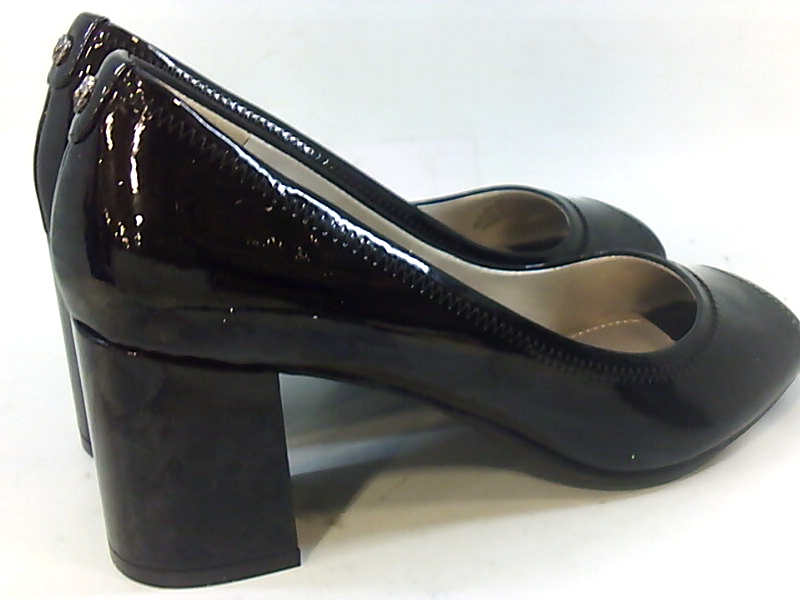 Anne Klein Womens Meredith Leather Peep Toe Classic, Black Patent, Size ...