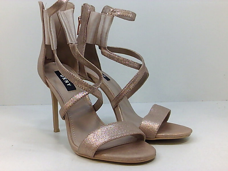 DKNY Womens Lil Multi Leather Open Toe Special Occasion, Rose Gold