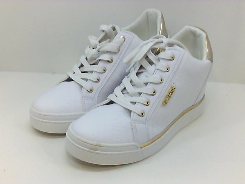 Guess Women's Shoes Flowurs Leather Low Top Lace Up Fashion, White ...