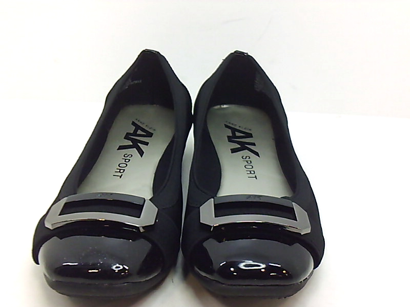 black fabric ballet flats