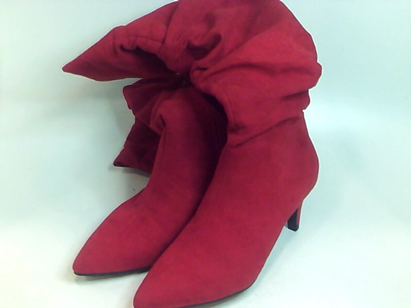 red mid calf booties