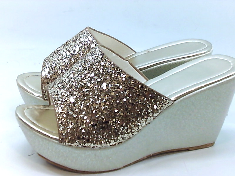 gold sequin flat sandals