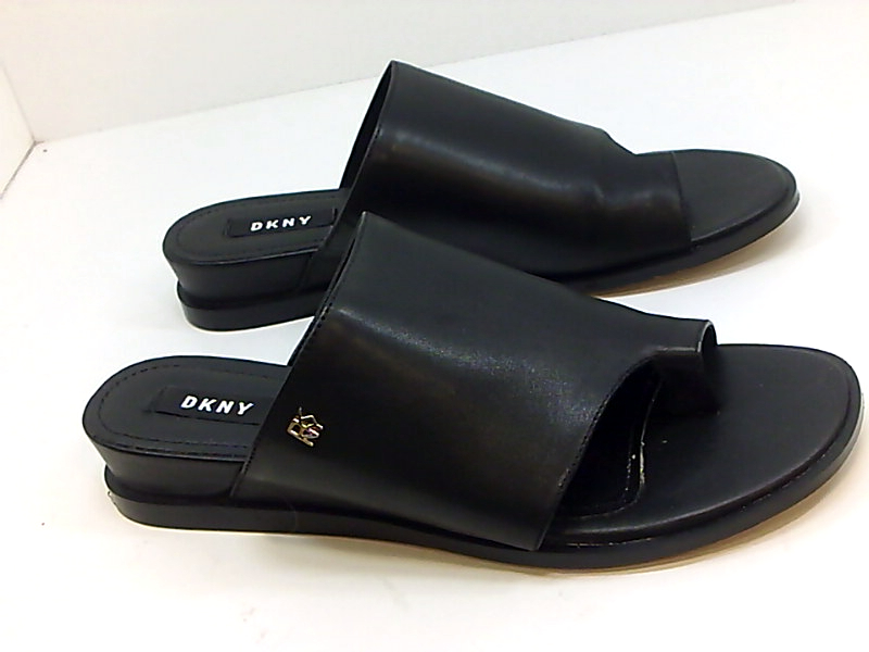 DKNY Womens Daz Leather Split Toe Casual Slide Sandals, Black , Size 8.0 ir2o | eBay