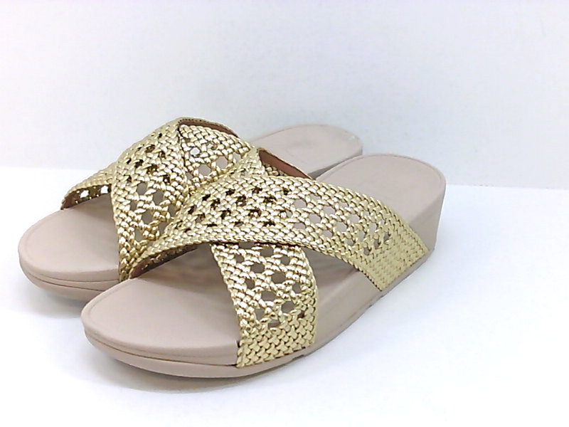FitFlop Womens Lulu Wicker Peep Toe Casual Slide Sandals, Artisan Gold ...