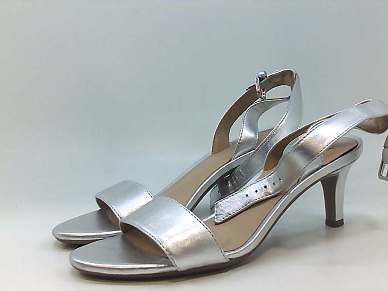 Naturalizer Womens Tinda Open Toe Formal Ankle Strap Sandals, Silver, Size 5.0 k | eBay