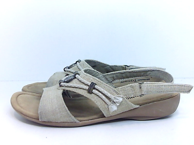 Minnetonka Womens Silvie Open Toe Casual Ankle Strap Sandals, Linen, Size 8.0 Zj | eBay