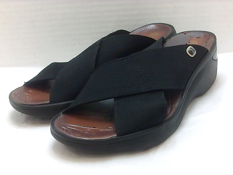 BZees Womens Desire Fabric Open Toe Casual Platform Sandals, Black ...