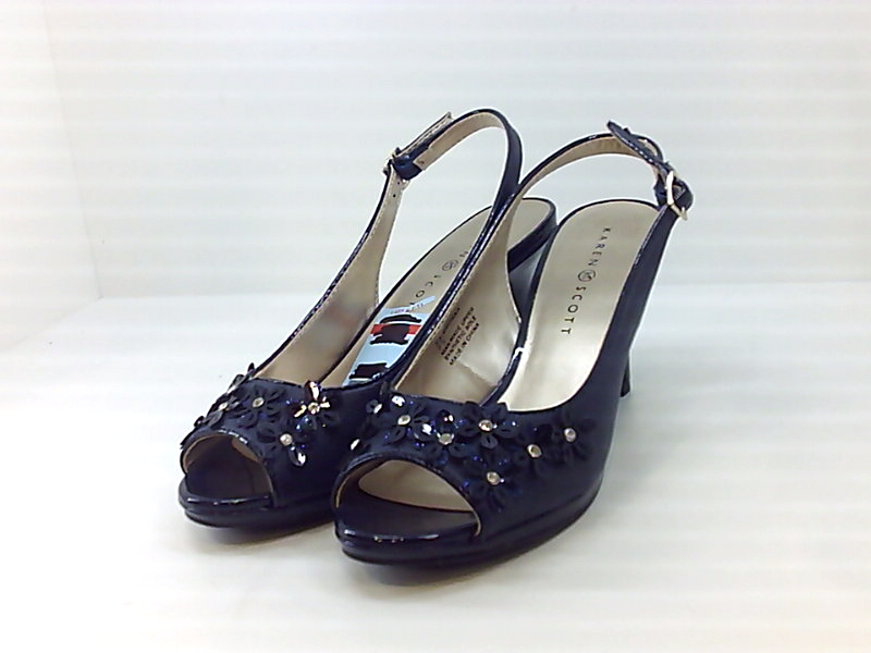 navy peep toe slingbacks