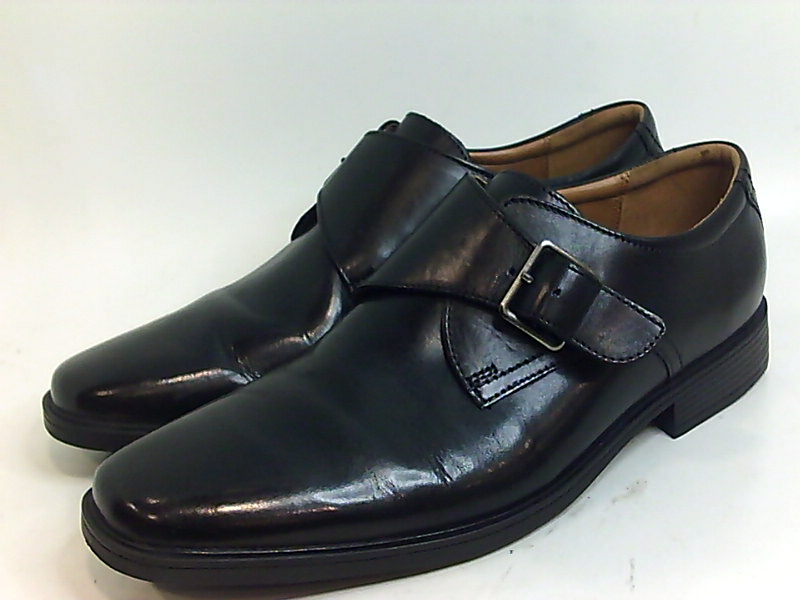 CLARKS Men's Tilden Style Monk-Strap Loafer, Black Leather, Size 9.0 ...