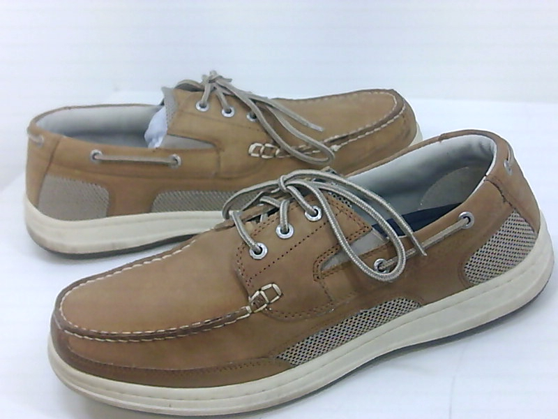 navy tan boat shoes