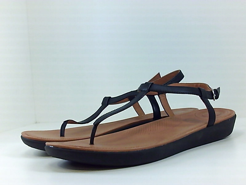FitFlop Women's Tia Toe-Thong Flat Sandal, Black, 10 M US, Black, Size ...