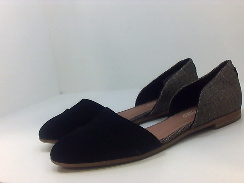 toms black leather flats
