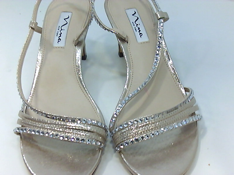 Nina Womens Gerri-Fy Open Toe Bridal Strappy Sandals, Silver, Size 7.5 jhwJ | eBay