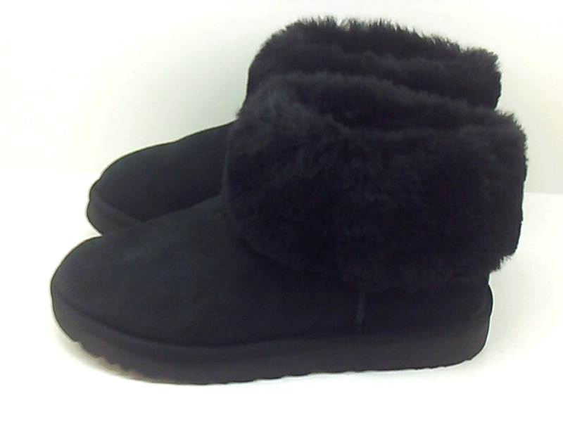 ugg classic mini fluff ankle boots in black