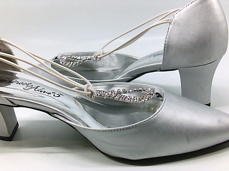 Easy Street Womens Moonlight Pointed Toe Dorsay Pumps, Silver Satin