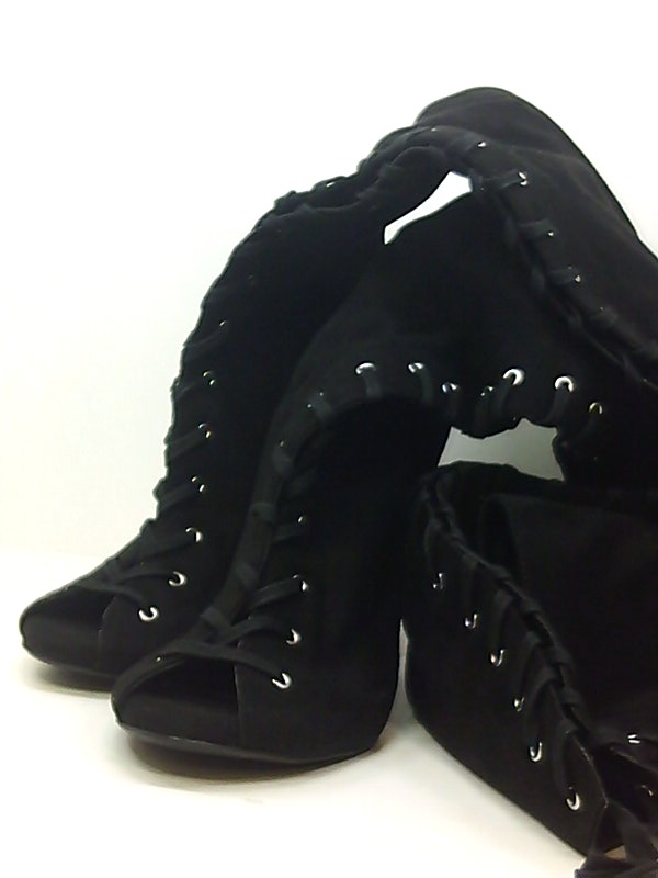 black over the knee boots peep toe