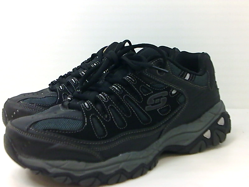 Skechers Mens Memory Fit 50125 Low Top Lace Up Running Sneaker, Black ...