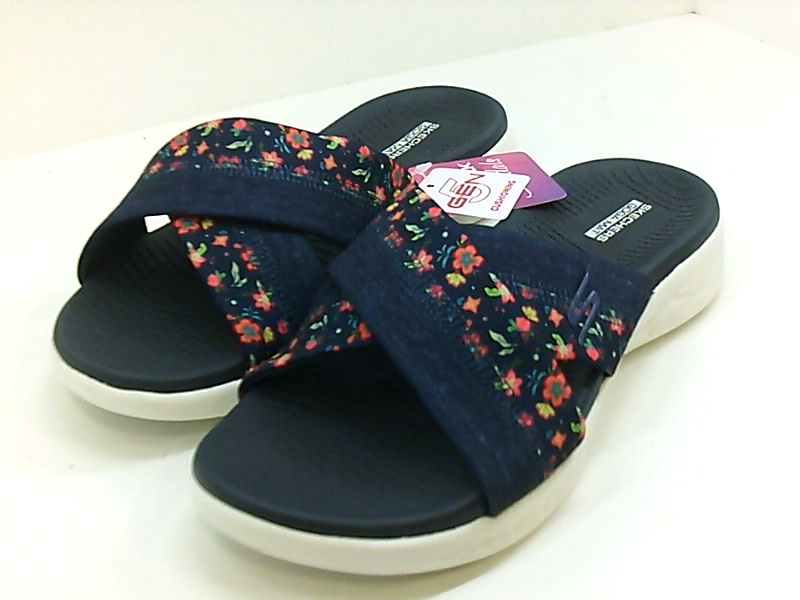 Skechers Women's Shoes 140038 Fabric Open Toe Casual Slide, Navy, Size 7.0 hyHz | eBay
