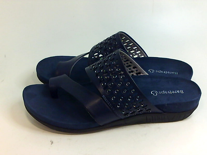 navy blue bare trap sandals