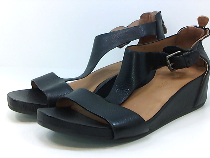 Gentle Souls Women's Gisele T-Strap Wedge Sandal, Black, Size 10.0 dFTK ...