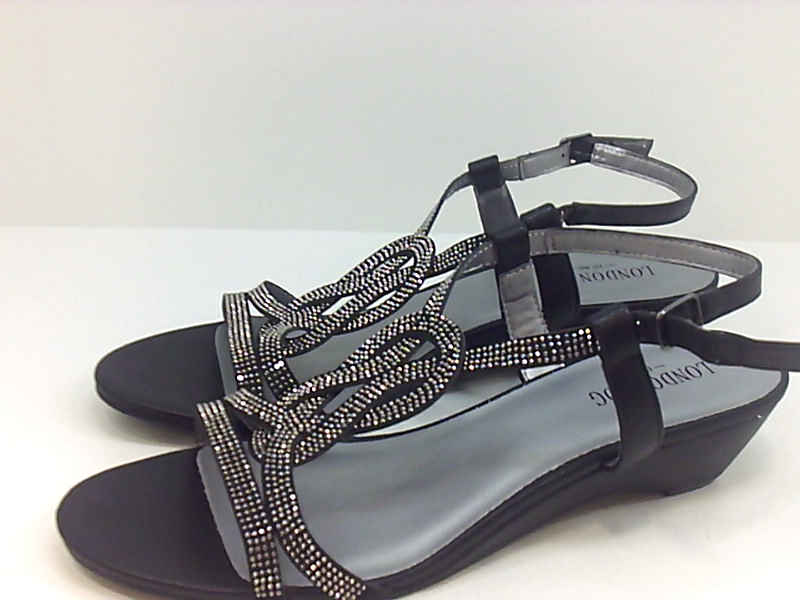 London Fog Womens Macey Demi-Wedge Dress Sandals, Black, Size 9.5 wqgu ...