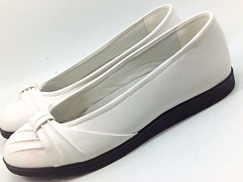 Easy Street Womens Giddy ll Closed Toe Slide Flats, White, Size 6.5 ...