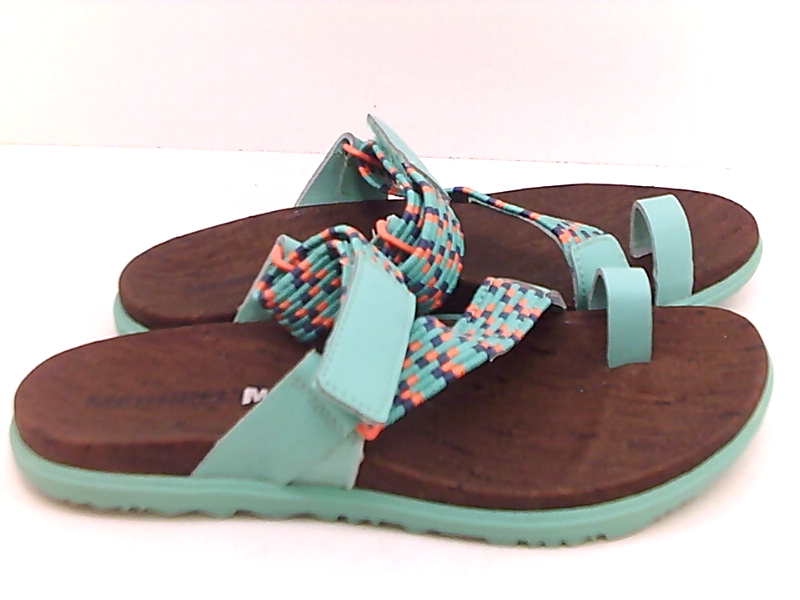 Merrell Women's Around Town Sunvue Thong Woven Sandal, Turquoise, Size ...