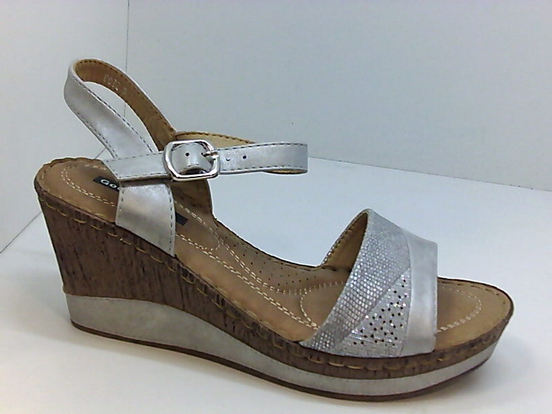 Good Choice Women's Shoes Wedged Sandals, Silver, Size 8.0