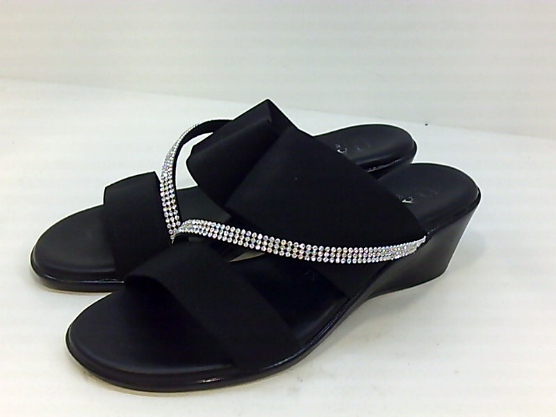 ITALIAN Shoemakers Womens maryam Open Toe Casual Slide Sandals, Black ...