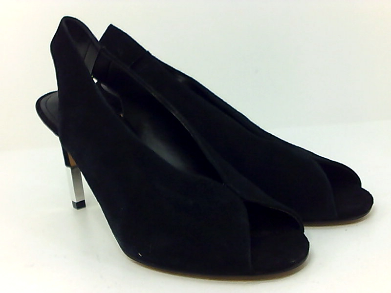 DKNY Womens Lorean Suede Peep Toe SlingBack Classic Pumps, Black, Size ...