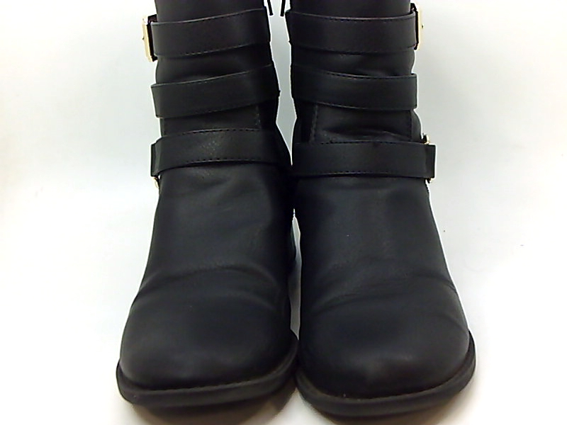 gbg los angeles women's harlin round toe stacked heel boot