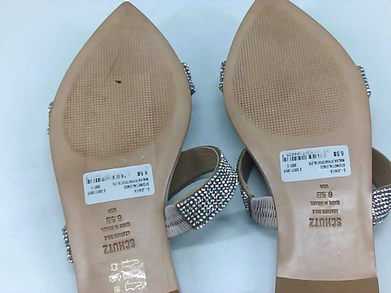 Schutz Womens Jenita Leather Open Toe Casual Slide Sandals, Cristal, Size 6.5 Kw | eBay
