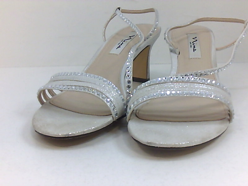 Nina Womens Gerri-Fy Open Toe Bridal Strappy Sandals, Silver, Size 9.0 bj2D | eBay