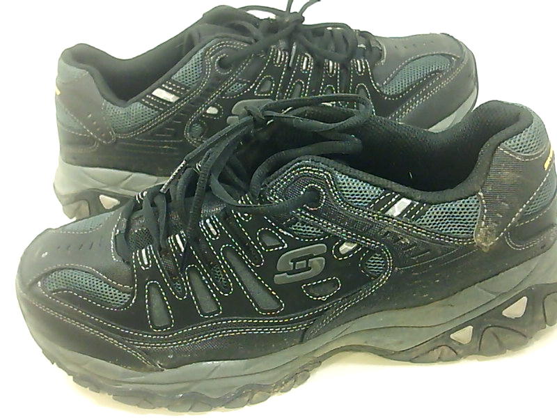 Skechers Mens Memory Fit 50125 Low Top Lace Up Running Sneaker, Black ...