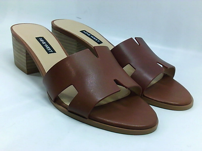 brown open toe mules