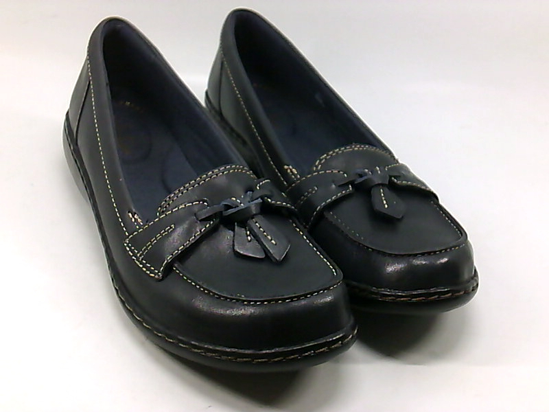 ladies blue leather loafers