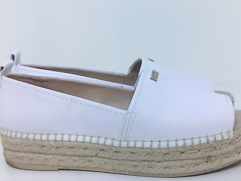 DKNY Womens Mer Leather Peep Toe Espadrille Flats, White, Size 10.0 ...