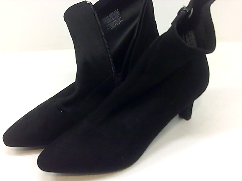 black stretch booties low heel