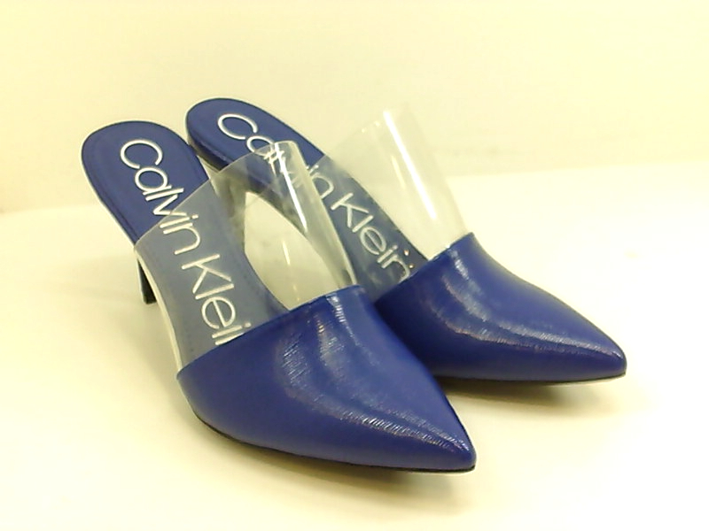 calvin klein graycie clear and leather mules