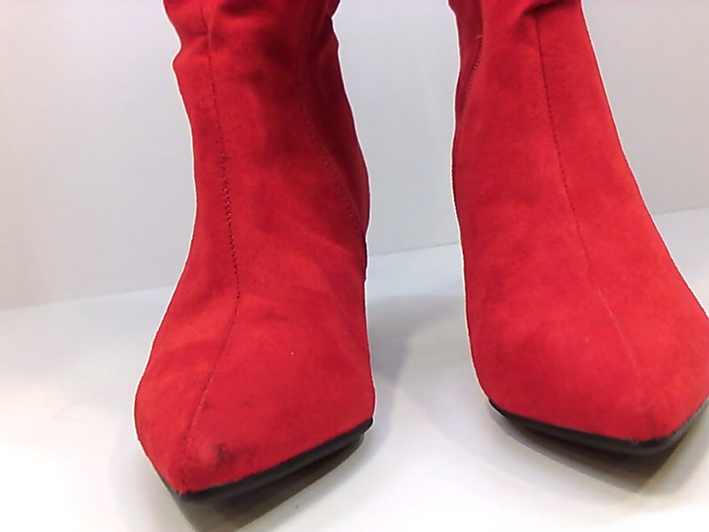 red mid calf booties